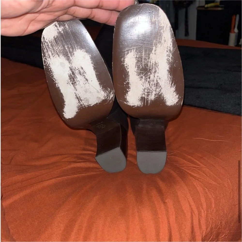 Tory Burch Calf Leather Banana Heel Boot chocolate  Brown John Coco 8 - Picture 4 of 8